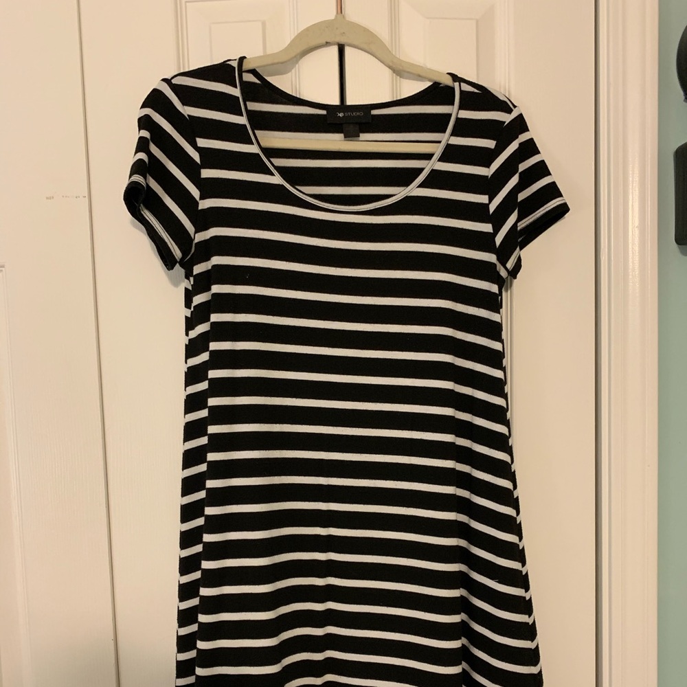 Black and white striped dress